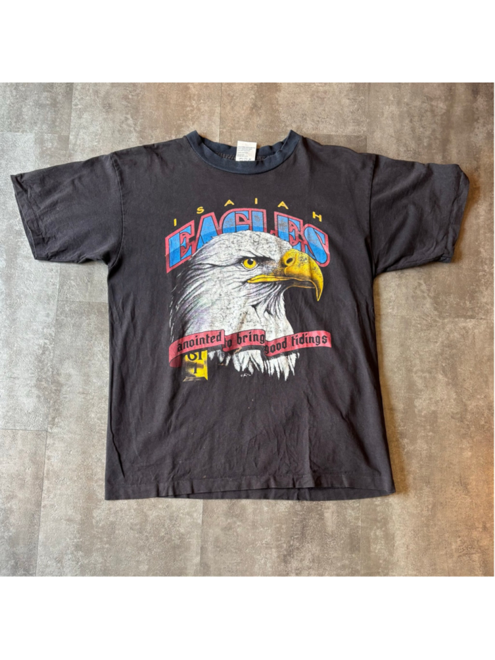 Vintage Isaiah Eagles Jesus Shirt Mens Large Faded Single Stitch